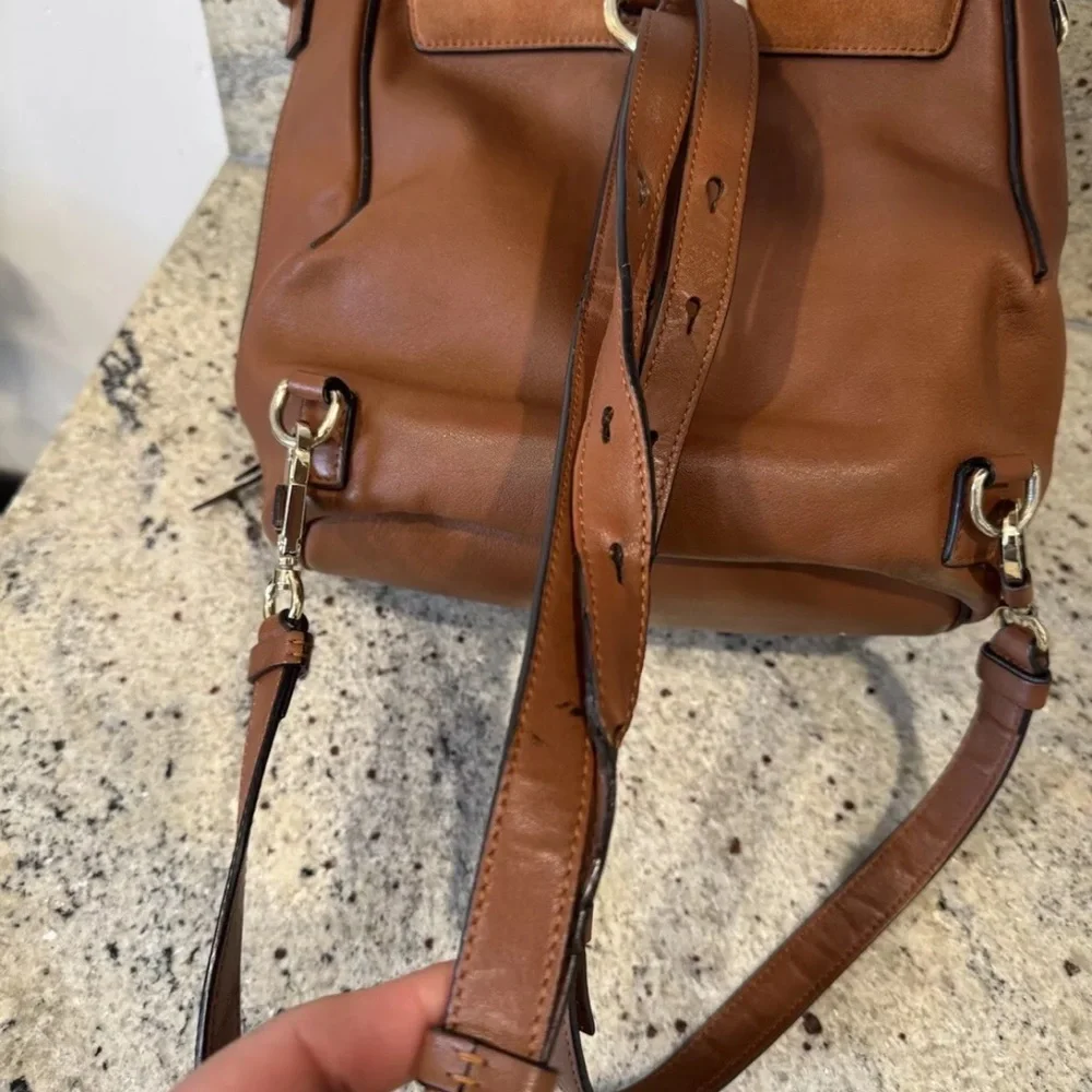 Chloé Brown Leather Suede Flap Backpack